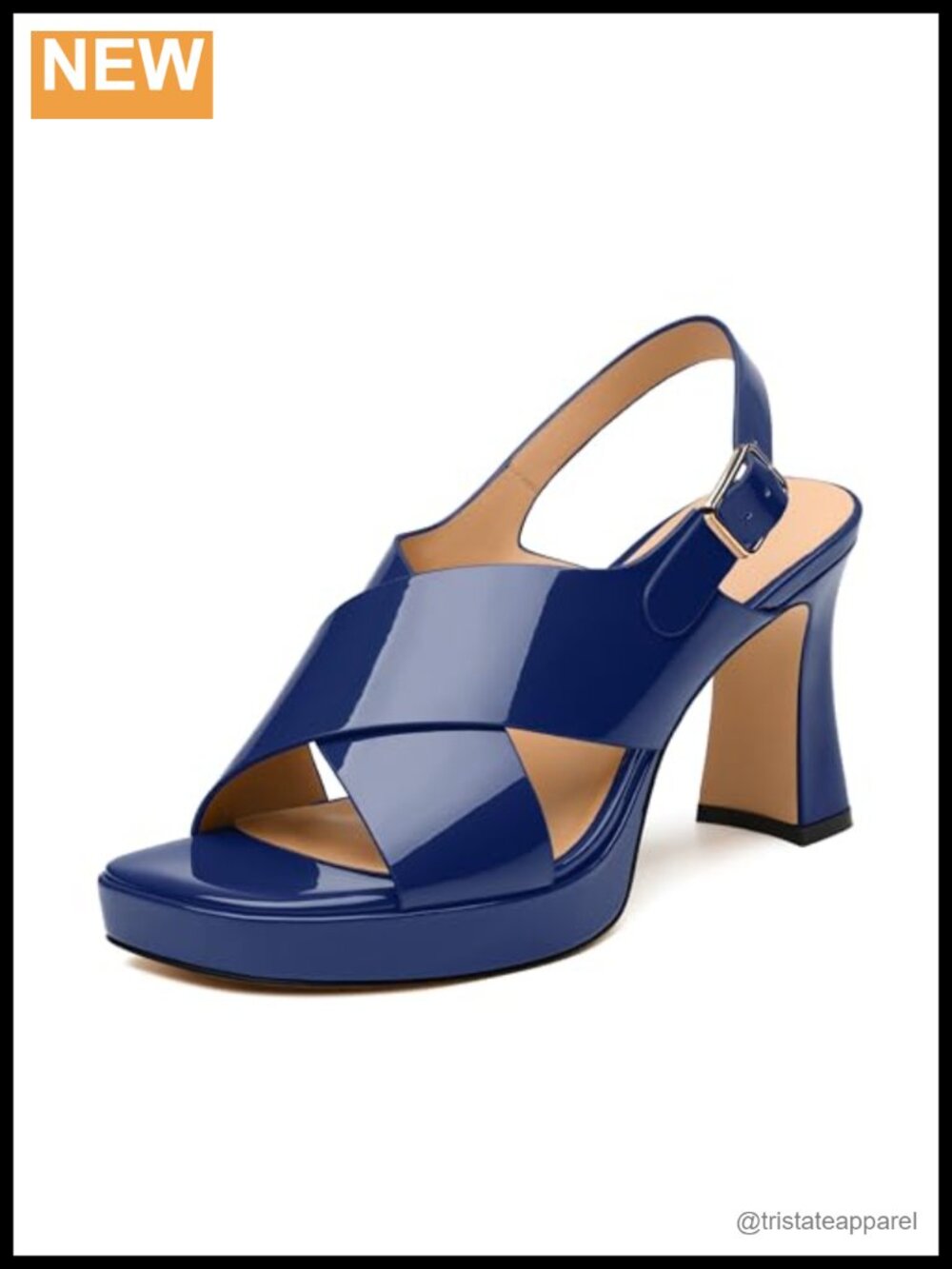 Women's Platform Heeled Sandals Chunky Block Slingback Square Open Toe 3 Inch